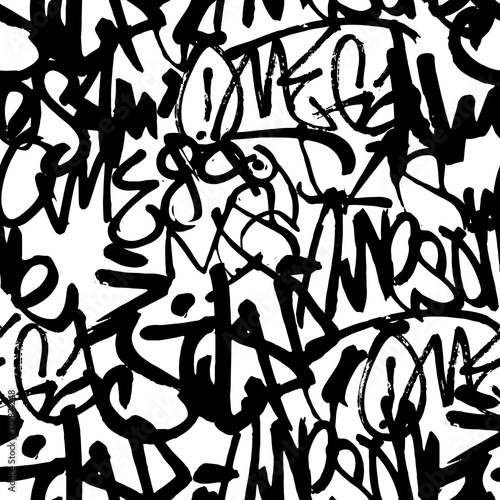 Vector graffiti seamless pattern with abstract tags