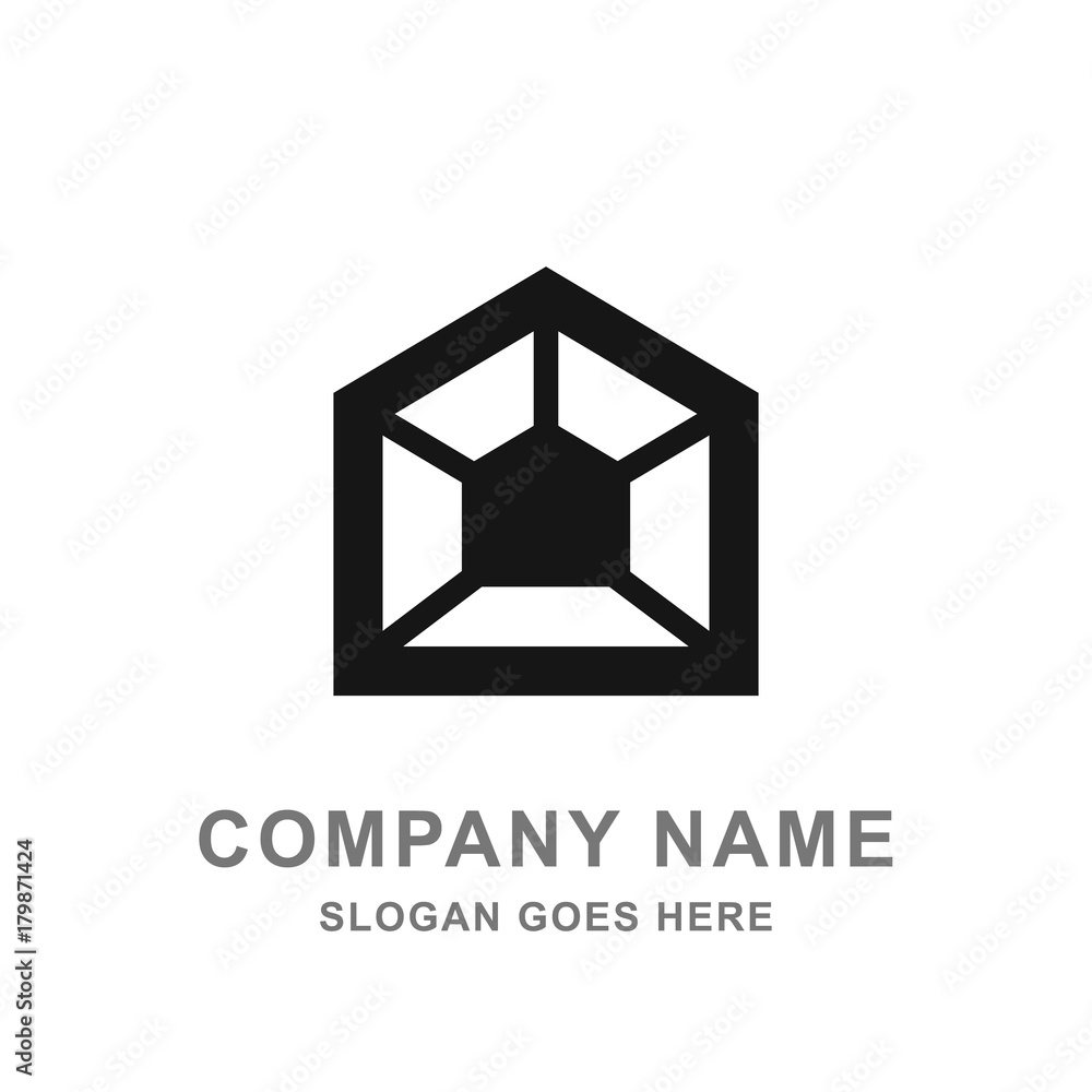 Fototapeta premium Black Geometric House Building Real Estate Logo Vector Icon