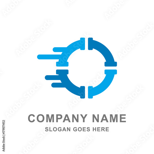 Plumbing Service Round Blue Pipe Logo Vector Icon 