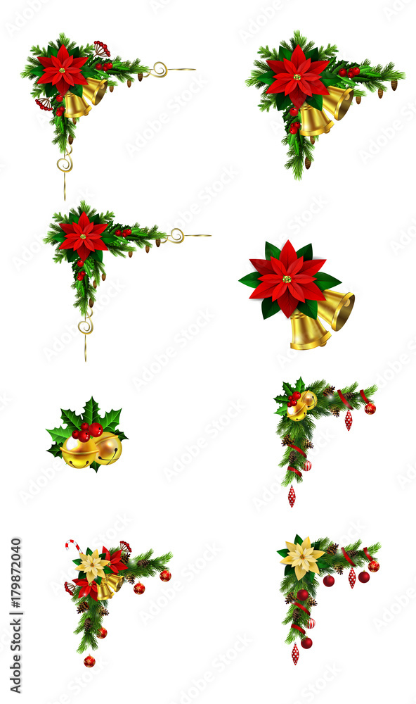 Naklejka premium Set of Cristmas corner decorations