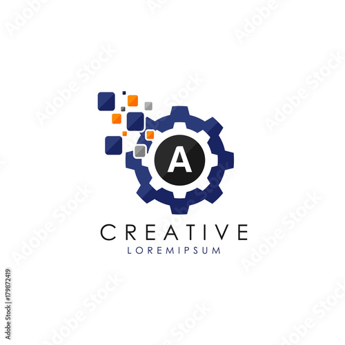 Letter A Digital Gear Logo