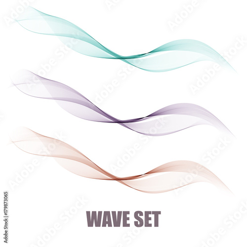 Vector set abstract wave pattern. Blue wave. Green wave.gray wave. Transparent wave set. Smoke wave.