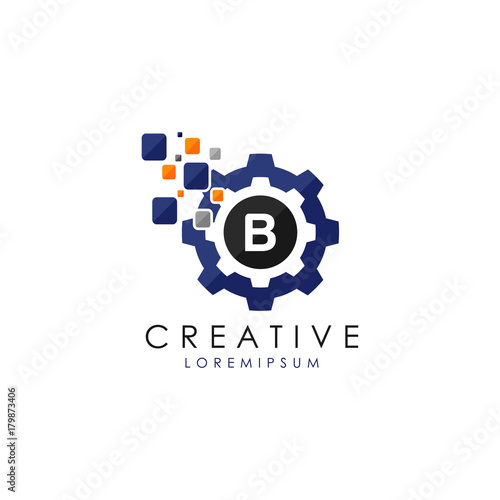 Letter B Digital Gear Logo