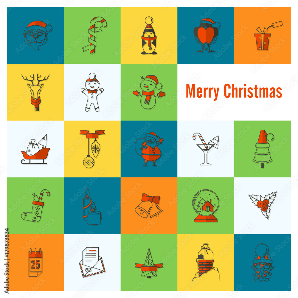Fototapeta premium Christmas and Winter Icons Collection
