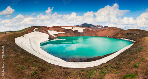 Colorful summer panorama of crater pool of Krafla volcano © Andrew Mayovskyy