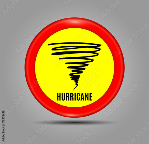 Stormy Weather Ahead Sign Board, Hurricane indication. Graphic banner of hurricane warning. Icon, sign, symbol, indication of the hurricane, vortex, tornado. Vector illustration.