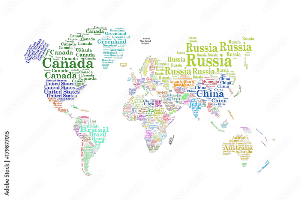 Word cloud. Countries.