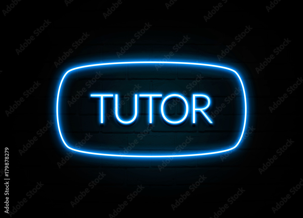Tutor  - colorful Neon Sign on brickwall