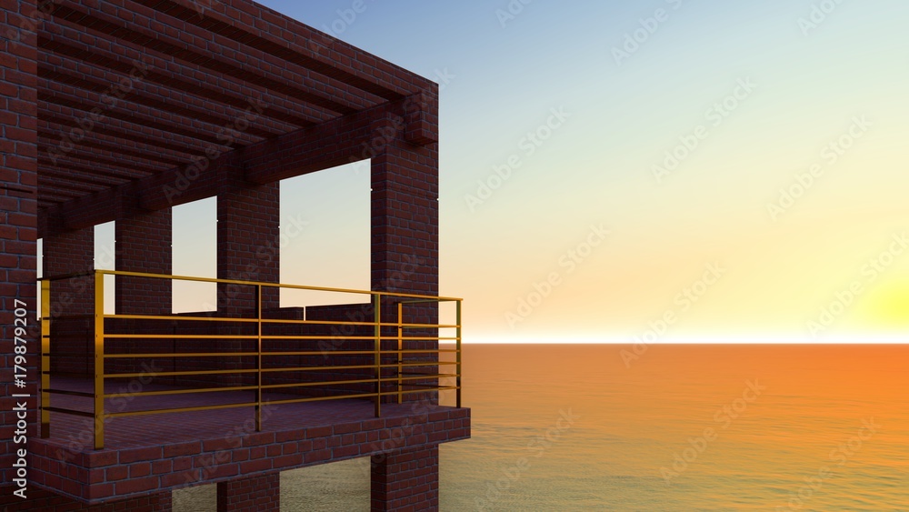 Beach resort with blue sky 3d rendering Beach resort with blue sky 3d rendering
