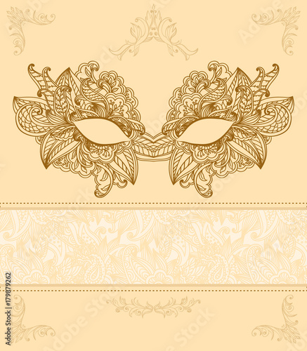 Vintage background with Venetian carnival mask