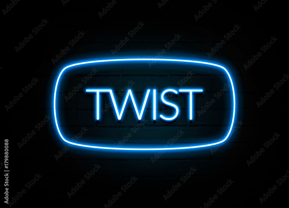 Twist - colorful Neon Sign on brickwall Twist - colorful Neon Sign on brickwall