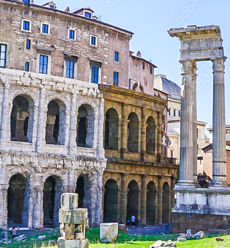 Teatro Marcello and Portico D'Ottavia Ruins in Rome Italy photo