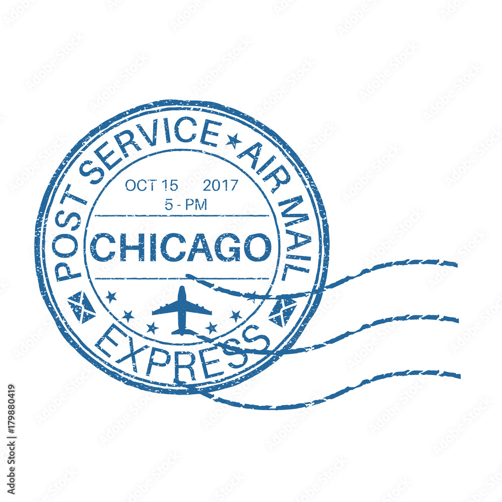 CHICAGO blue round postmark for envelope CHICAGO blue round postmark for envelope