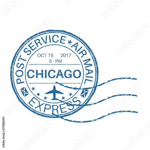 CHICAGO blue round postmark for envelope