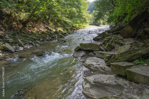 Fototapeta Naklejka Na Ścianę i Meble -  Rural view with river in mountains, Poland