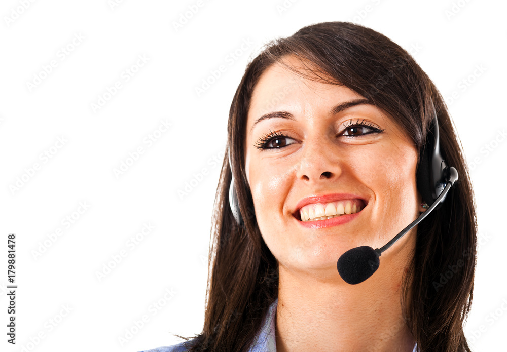 Beautiful customer representative at work Beautiful customer representative at work