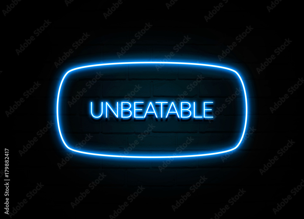Unbeatable  - colorful Neon Sign on brickwall