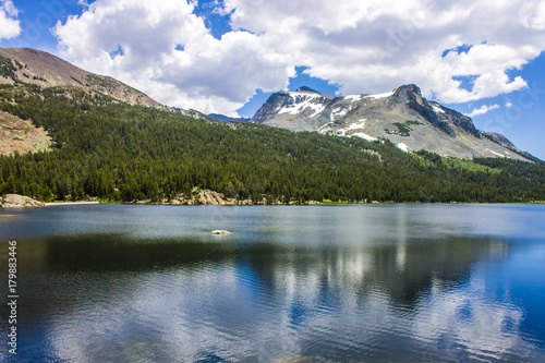 Views of Tenaya Lake  an alpine lake in Yosemite National Park  California  located at an elevation of 2 484 m  8 150 feet 