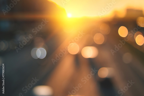Obraz na płótnie Beautiful sunset city bokeh. w salonie