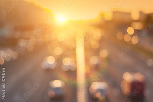 Obraz na płótnie Beautiful sunset city bokeh. w salonie