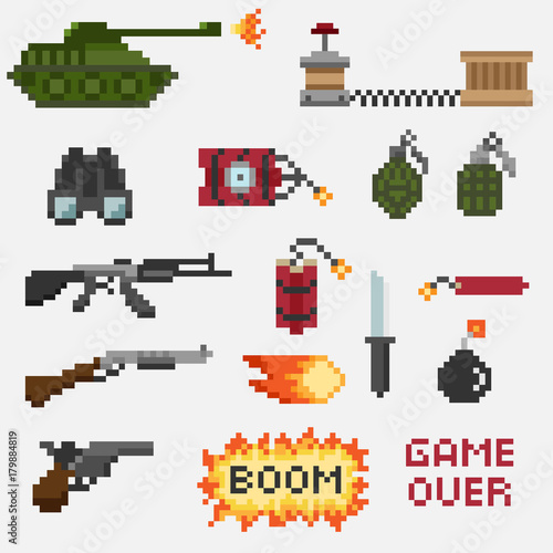 A set of pixel weapons © Anna