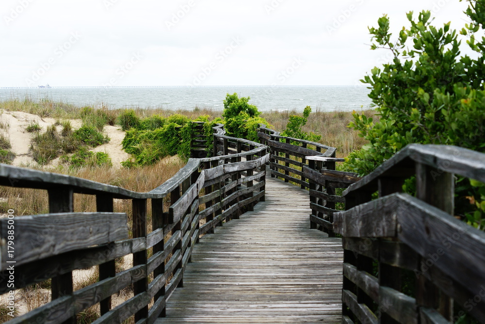 Wooden boardwalk leading to the Beach