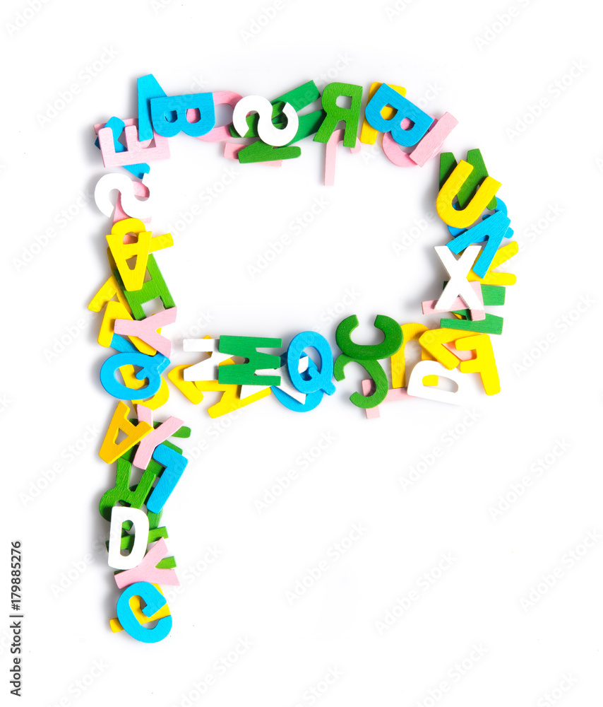 Colorful wood alphabet letters on a white background,font letter P Colorful wood alphabet letters on a white background,font letter P