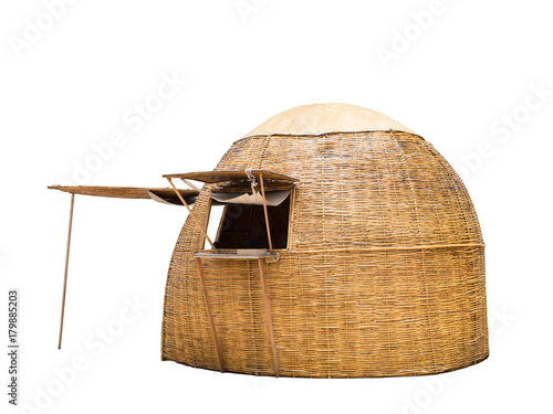 small hut on white background