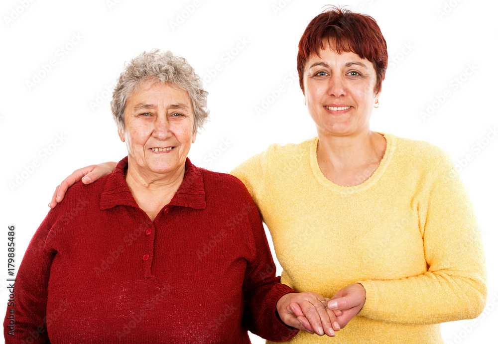 Elderly woman and young caregiver Elderly woman and young caregiver