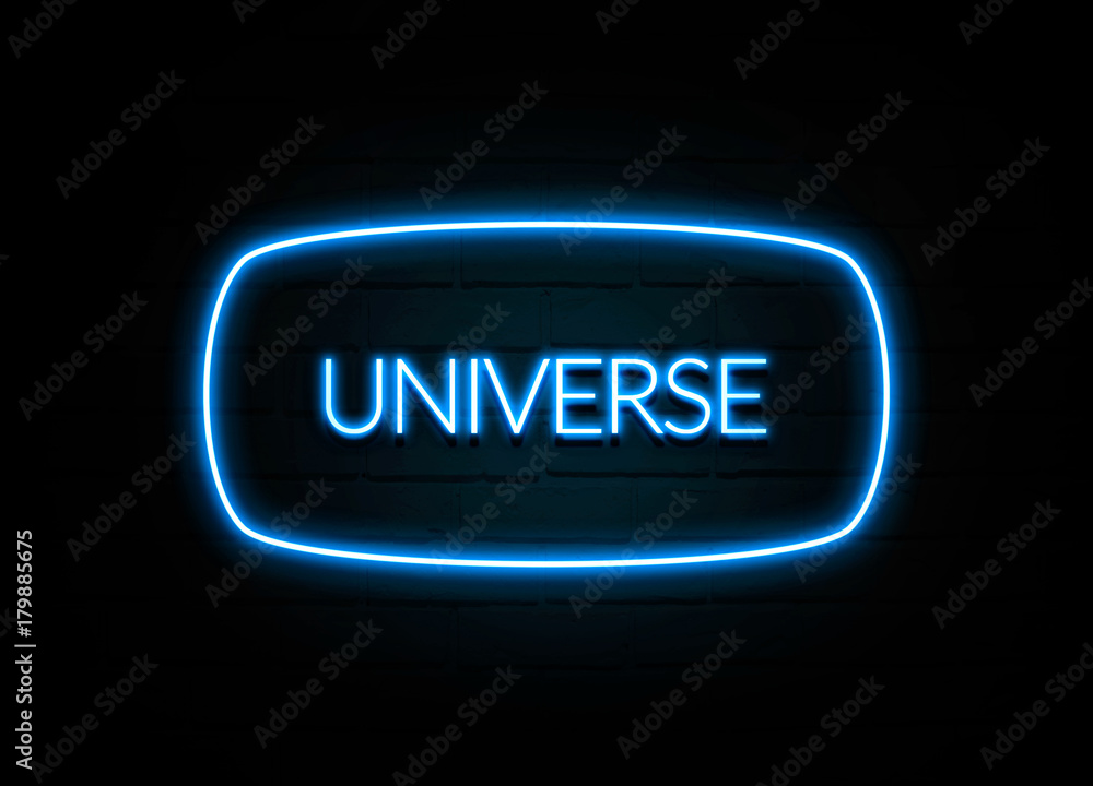 Universe - colorful Neon Sign on brickwall Universe - colorful Neon Sign on brickwall