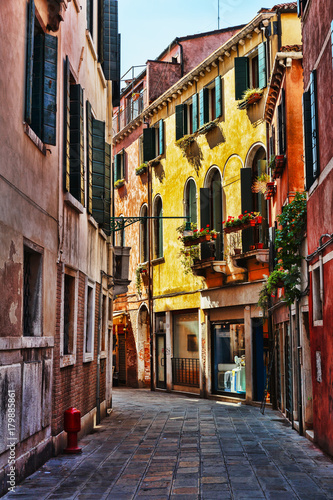 Narrow street in the old town in Italy