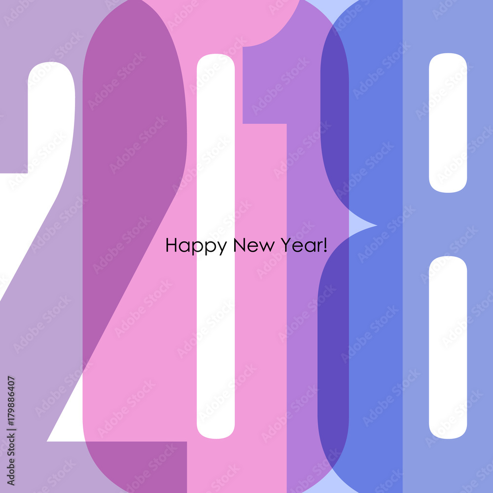 2018 Happy New Year holiday card. Colorful text design. Vector illustration. 2018 Happy New Year holiday card. Colorful text design. Vector illustration.