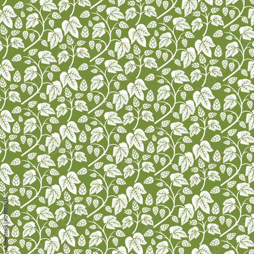 background pattern with hops with leaves (vintage engraved vector illustration)