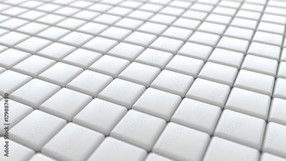 White Ceramic Bathroom Tiles, 3D Rendering Background