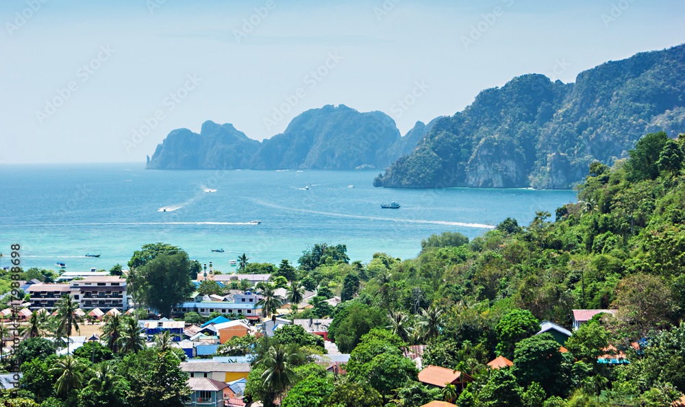 View of the island  Phi Phi Don  from the viewing point,Thailand.