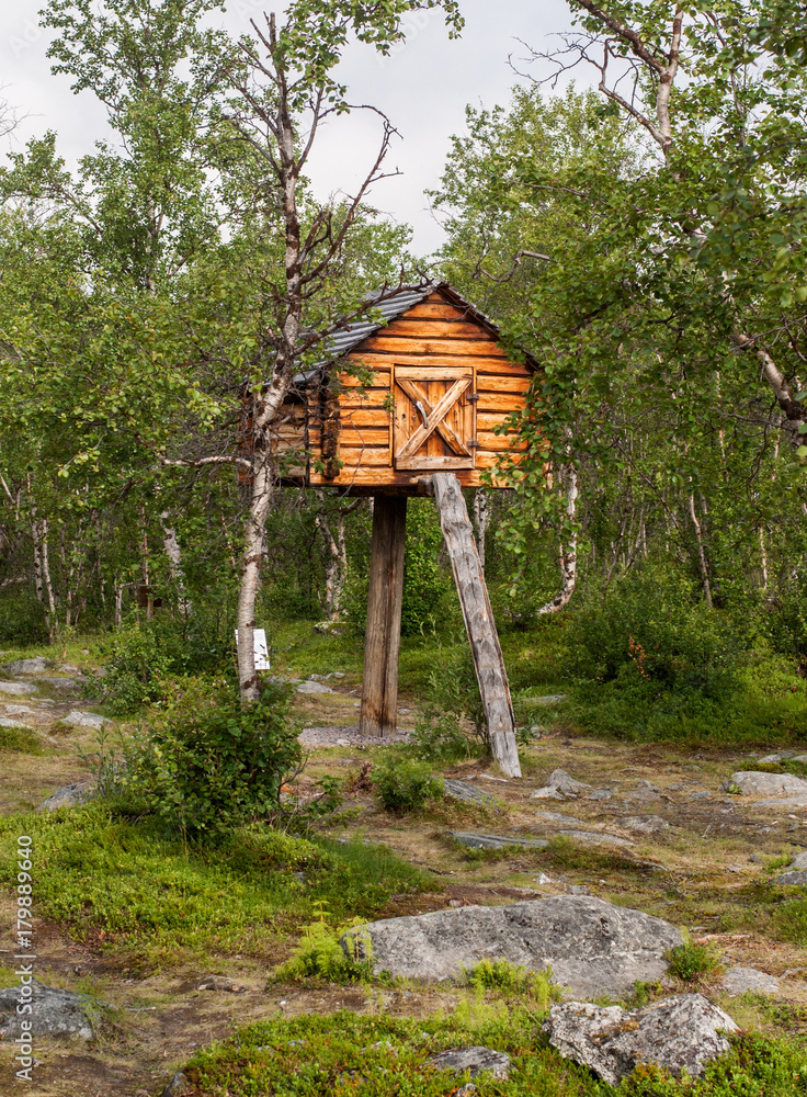 Ancient buildings of Sami in the Abisko National Park, Sweden