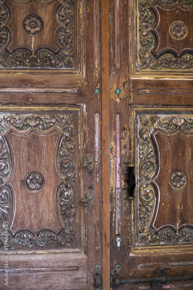 The old, beautiful, brown door in Tel Aviv. Israel. The old, beautiful, brown door in Tel Aviv. Israel.