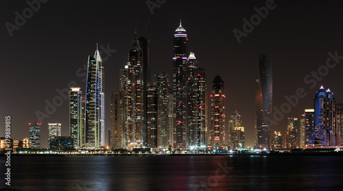 General view of the Dubai Marina at night