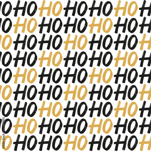 Christmas and New Year seamless pattern with the phrase "Ho, ho, ho". Vector winter background