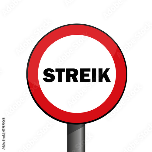 warnschild rund achtung streik