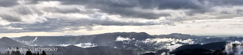 Dramatic sky at rainy day in Black Forest in Germany / Wide panoramic photo of Black Forest nearby Freudenstadt © marako85