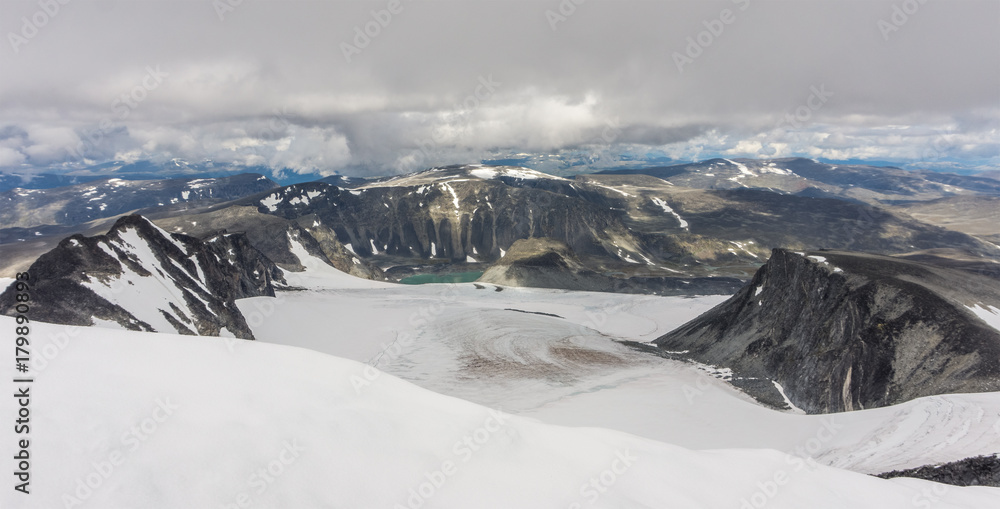 View from Mount Glitterthind to Grasubreen Glacier, Jotunheimen National Park, Norway