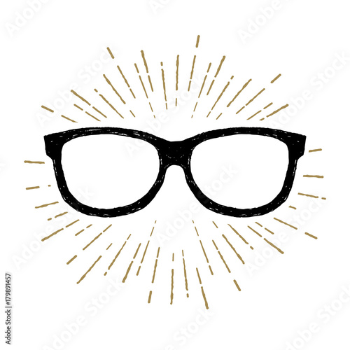 Hand drawn eye glasses textured vector illustration.