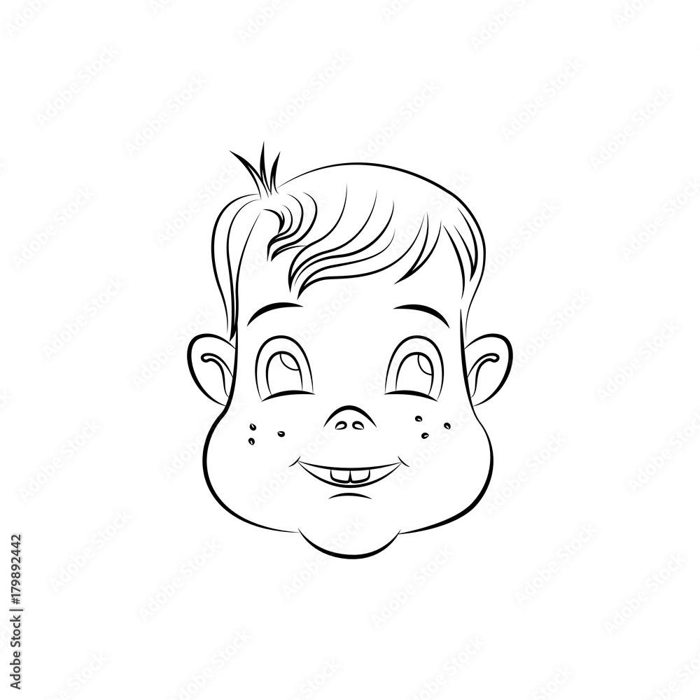 kid face with smile vector cartoon draw Stock Vector | Adobe Stock