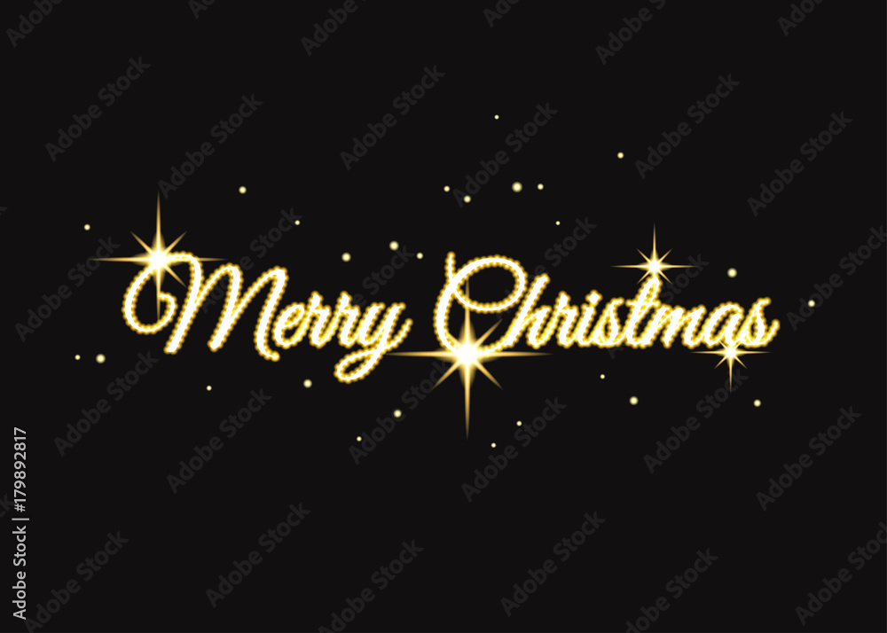 Golden  Merry Christmas sign.