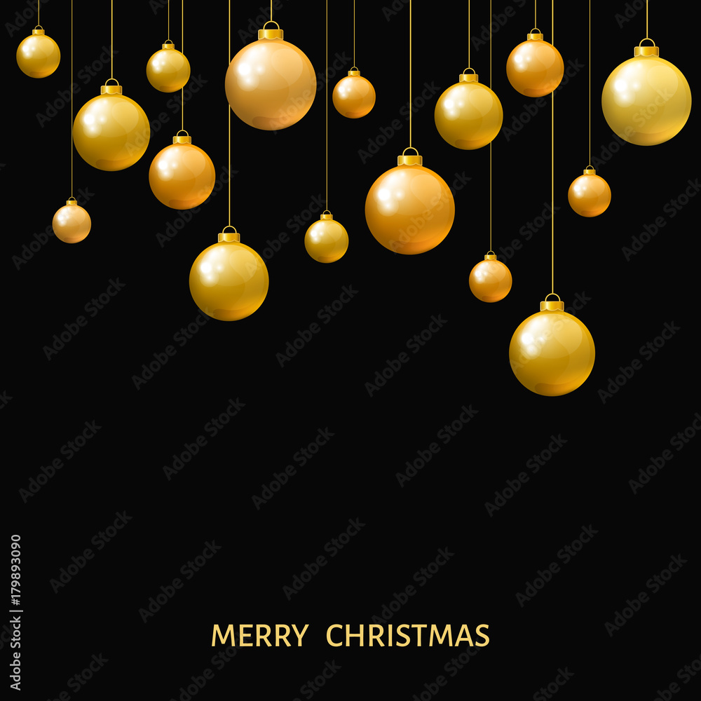 Golden  hanging Xmas  balls.
