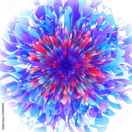 Streszczenie futurystyczne tło, fantastyczny niebieski kwiat. Ilustracja wektorowa wybuchu galaktyki.