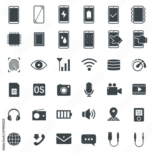 Mobile phone specs icons. V...