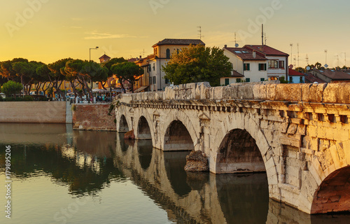 Bridge of Tiberius in Rimini, Italy.