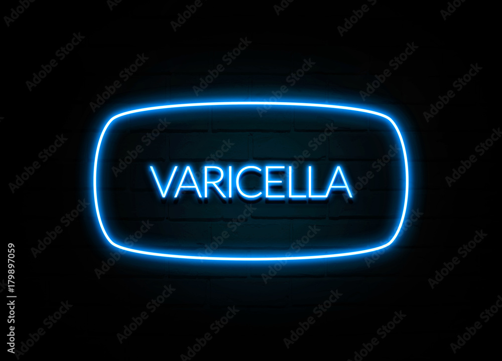 Varicella - colorful Neon Sign on brickwall Varicella - colorful Neon Sign on brickwall